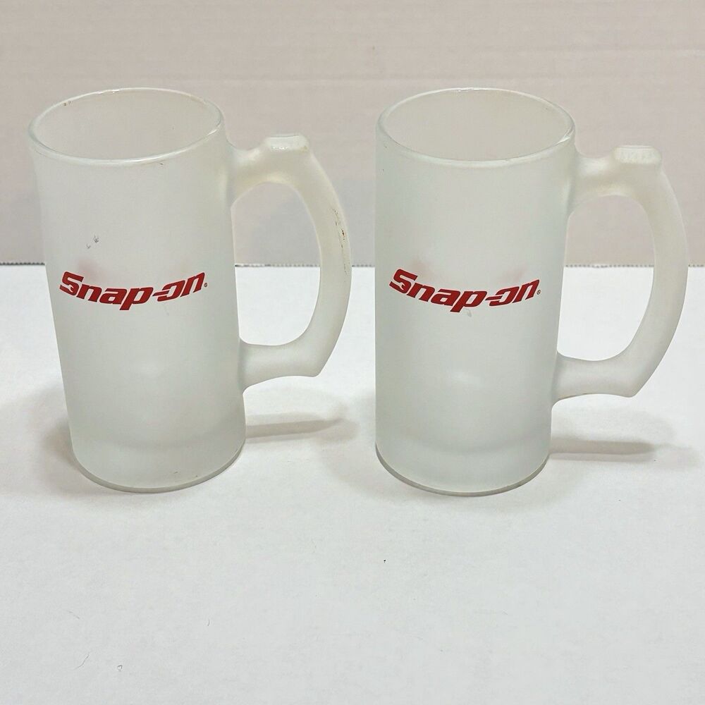 Snap-On Glass Mug Cup 5.5" Beer Bar Tool Frosted Stein Mechanic